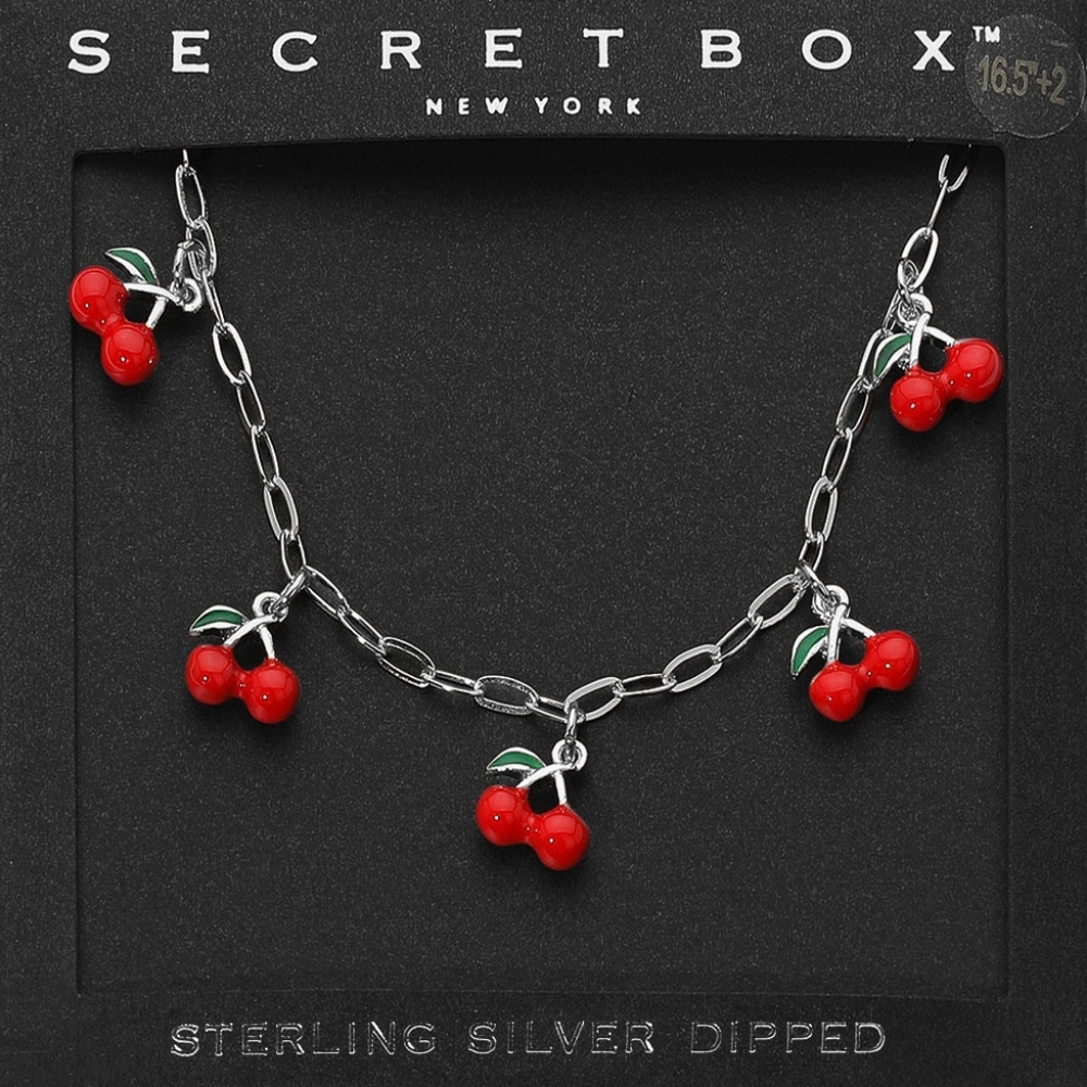 Sterling Silver Cherry Station Necklace